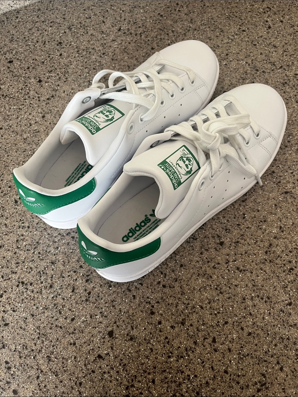 adidas Stan Smith White Sneakers with Green Heel Tab